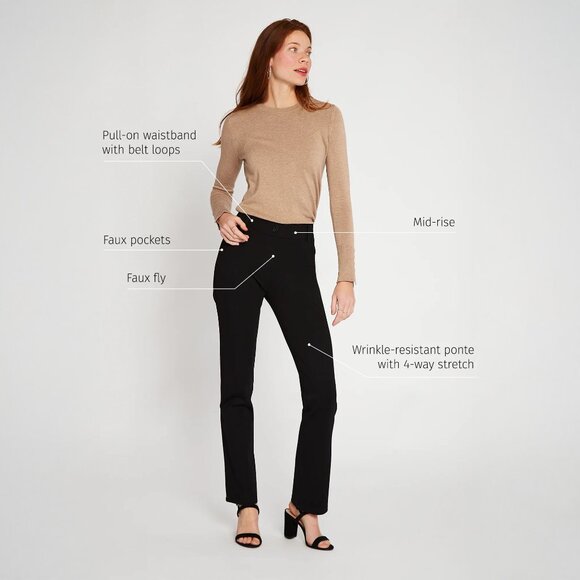 Betabrand | Straight Leg Dress Pant Yoga Pants in NAVY | Size L - Picture 1 of 5